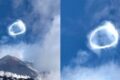 Lo spettacolo dell’Etna che “disegna” in cielo un anello di fumo